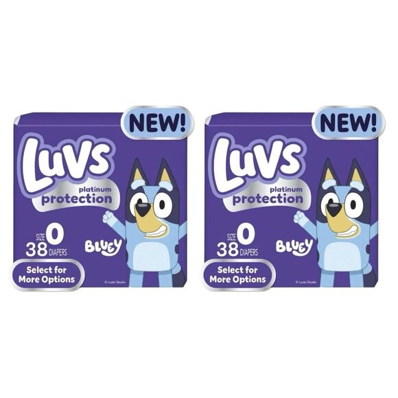 Luvs Diapers Platinum Protection Size N Bluey Baby Diaper 38 Count 2 Bags HB - Picture 1 of 9